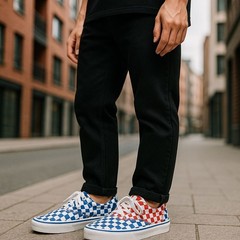 Vans- Checkered Blue Red Yellow., Junior Size 7
