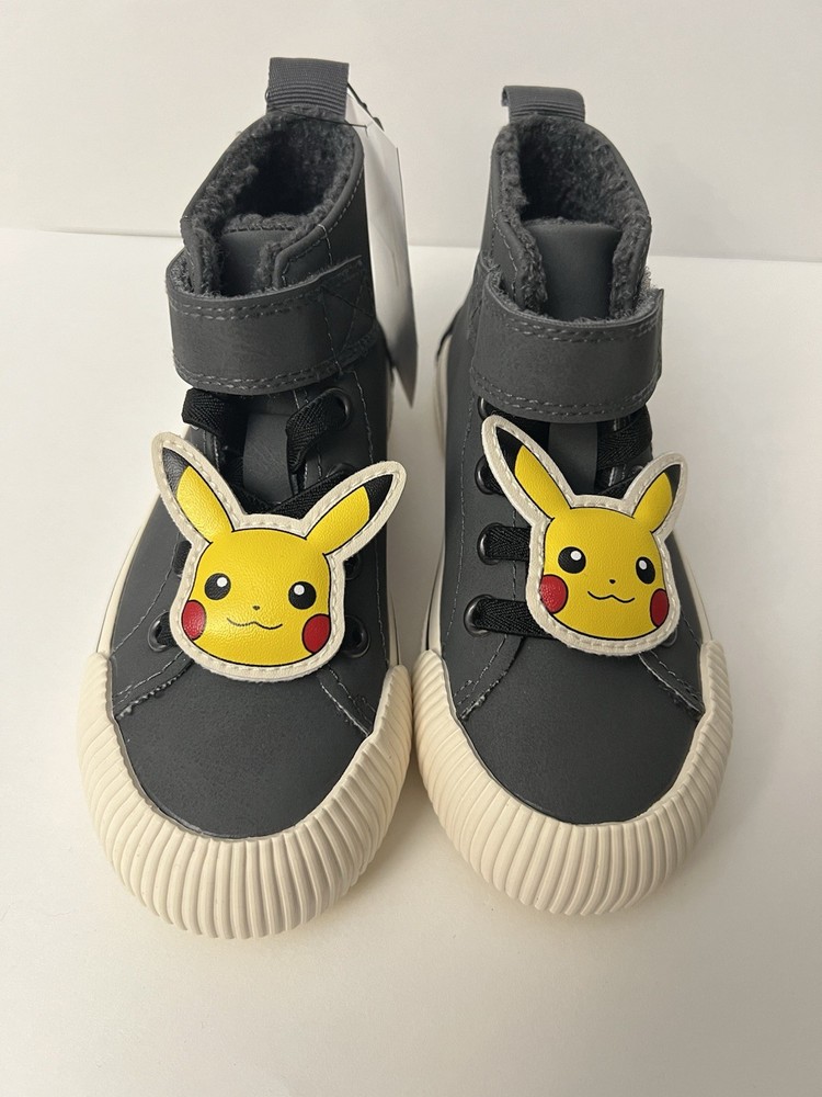 Pokemon Warm Lined High Top Shoes Kids Size 8.5 US Gray