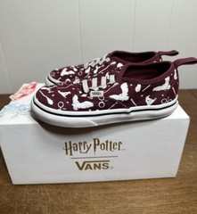 VAN x HARRY POTTER Authentic Elastic Maroon & White Toddler Slip On Sz 9.5