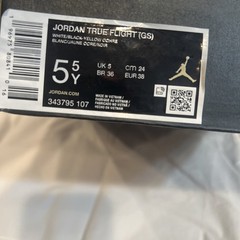 Jordan True Flight White Black And Yellow Size 5.5Y