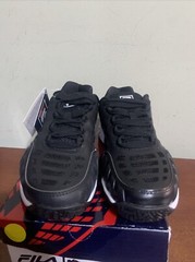 Fila Axilus Junior sz 1 3 or 5 Black silver Court Shoes NEW in Box Sneakers
