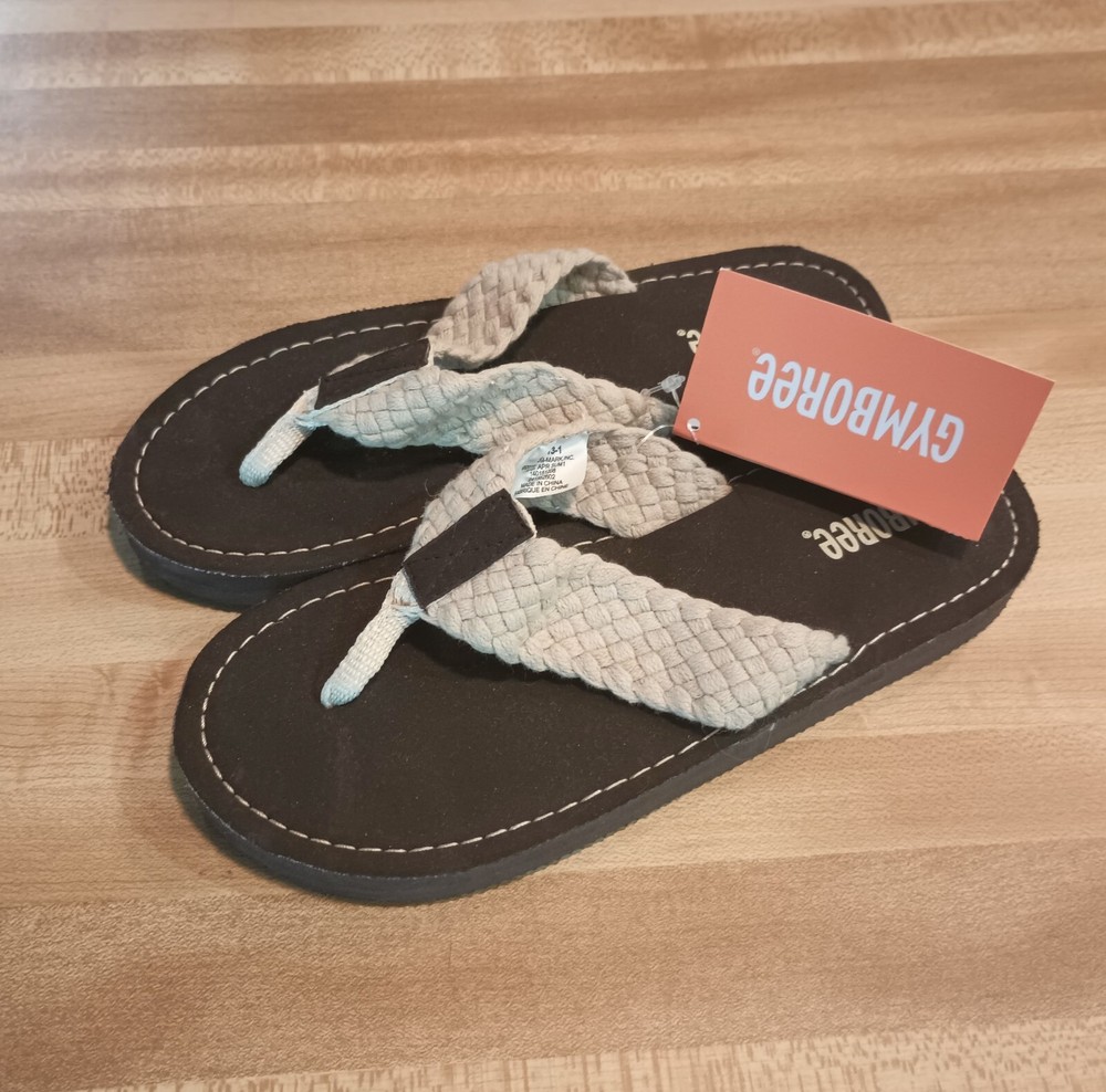Gymboree sandals – Size 13-1 – New – Braided Textile – Flip Flops – Tan Brown