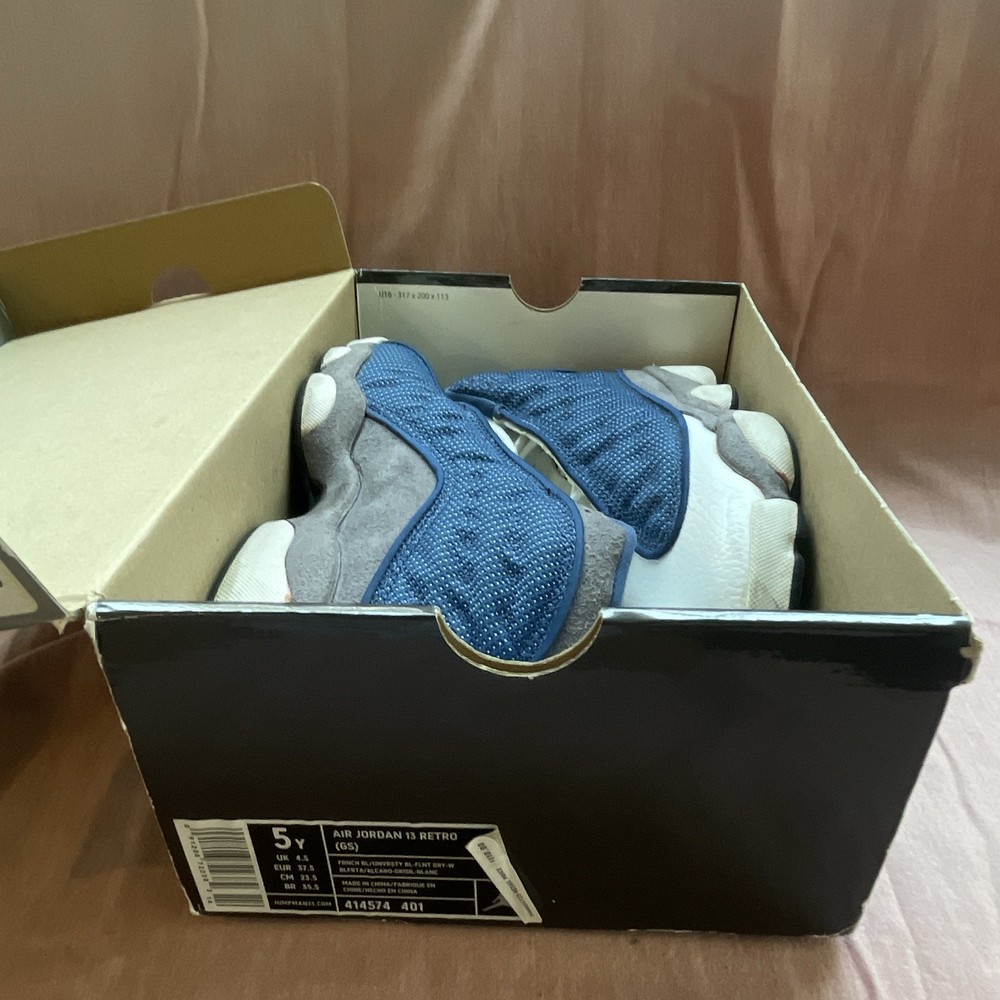 Jordan Air Jordan 13 Retro GS 5Y Blue/White/Gray Leather Mid Top 414574-401