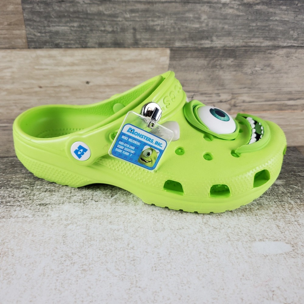 Crocs Classic Kids Clogs Sz 3 J3 Green Disney Monsters Mike Wazowski Slingback