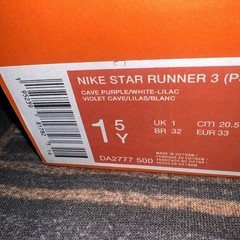 Nike Star Runner 3 PSV Size 1.5Y Cave Purple White Lilac