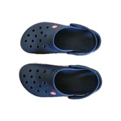 Crocs Crocband clog Navy Blue Red Stripe Unisex Size 4-6 Good Used Condition