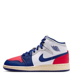 Big Kid’s Jordan 1 Mid White/Deep Royal Blue (DQ8423 102)