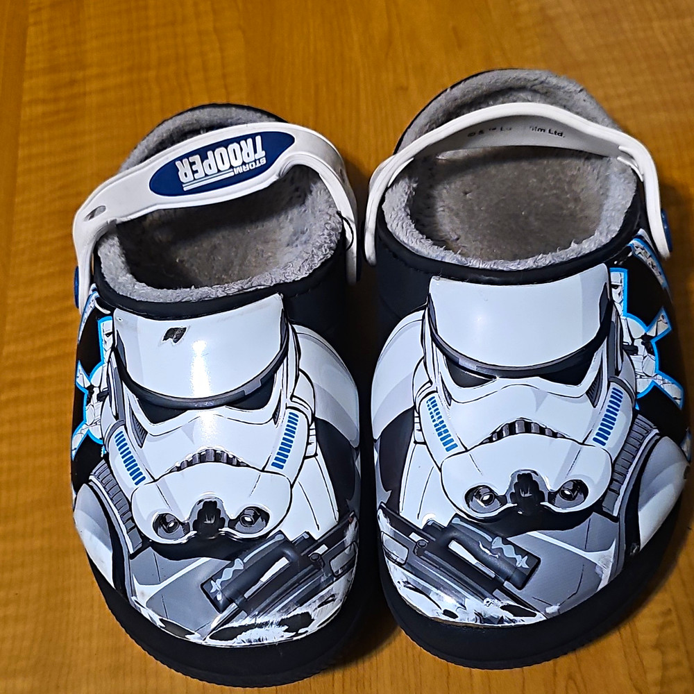 Crocs Star Wars Stormtrooper Lined Slip-On Clogs Kids US 13 Black/White/Blue