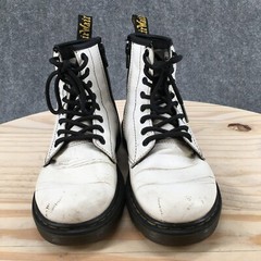 Dr Martens Combat Boots Youth 2 Zavala J White Leather Round Toe Lace Up 1460