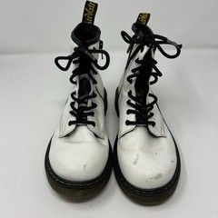 Dr. Martens 1460 J Combat Boots White Leather Lace Up Zip Unisex Kids US 4