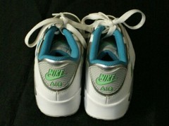 Nike Air Max 90 White/Blue Lagoon/Metallic Silver Size 1 youth