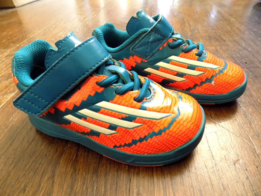 Adidas Toddler Ortholite Athletic Shoes BRIGHT ORANGE TEAL Sneakers sz 7 CUTE!