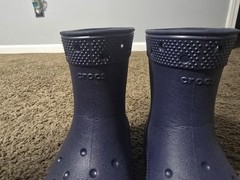 Crocs Unisex Kids Rain Boots Navy Pull-On Rubber Ankle Logo US Size 12