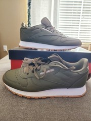 Reebok Classic Leather Junior Army Green Running Sneakers Size 6