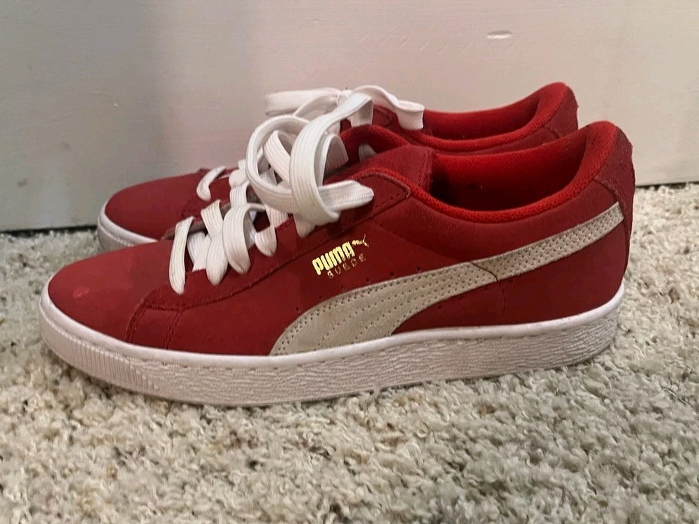 Classic Puma Suede Lace Up Sneaker Casual Shoes US Size 7 Red/White