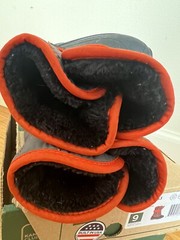 Kamik Waterproof Insulated Winter Lined Snow Boots Black Orange Sz 9 Snowbug