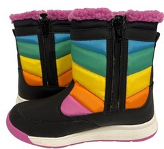 Merrell Alpine Puffer Waterproof Boots Kids Black Rainbow Zip Close Size 1 1M