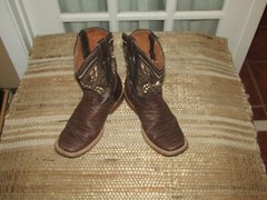 El General Brown Snake Print Leather Square Toe Cowboy Boots Youth sz 13 Mex 20