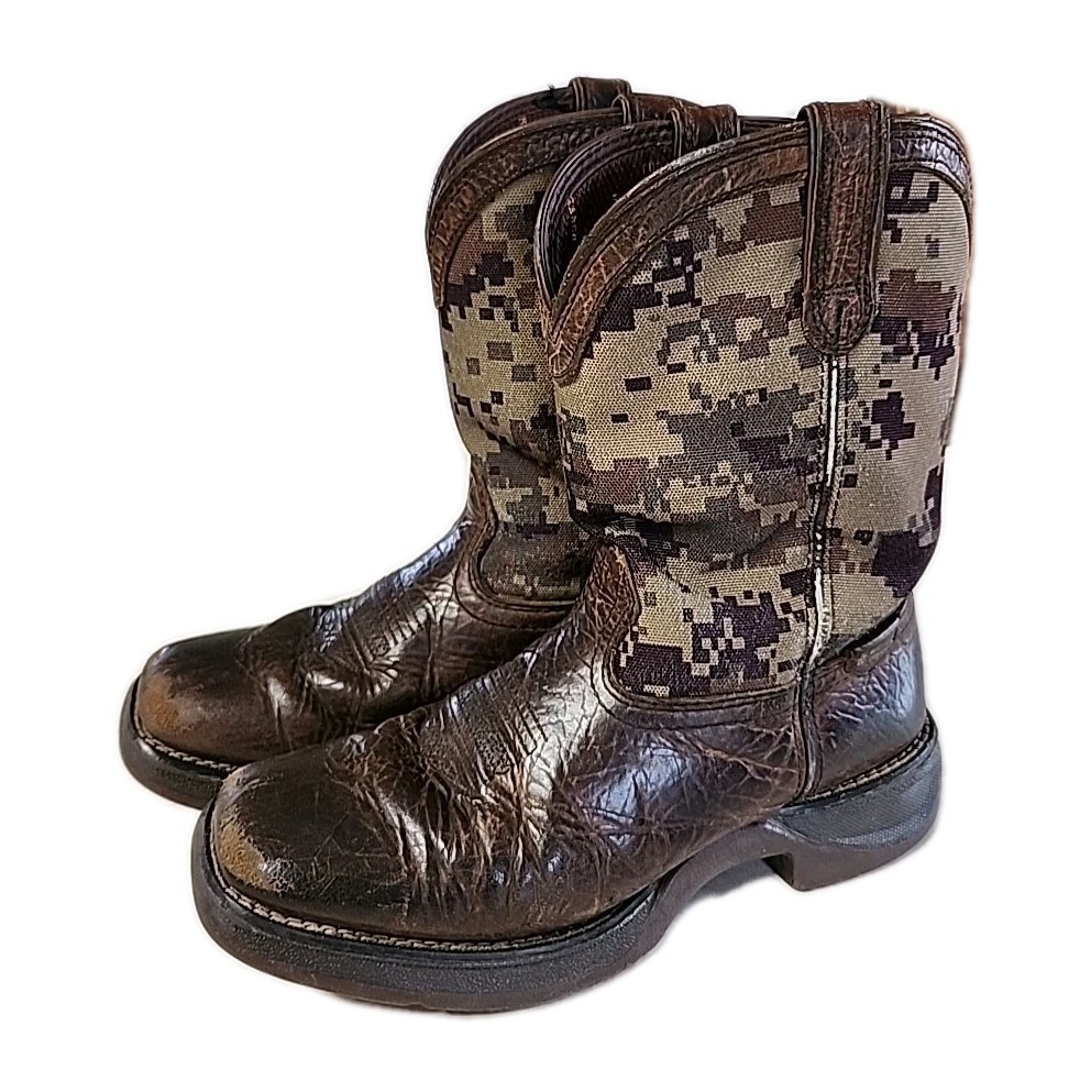 Lil‘ Rebel™ by Durango® Big Kid’s Western Boots – Brown/Green Digi Camo Size 4