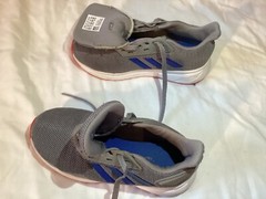 children’s unisex Adidas cloud-foam grey and blue sneakers excellent condition