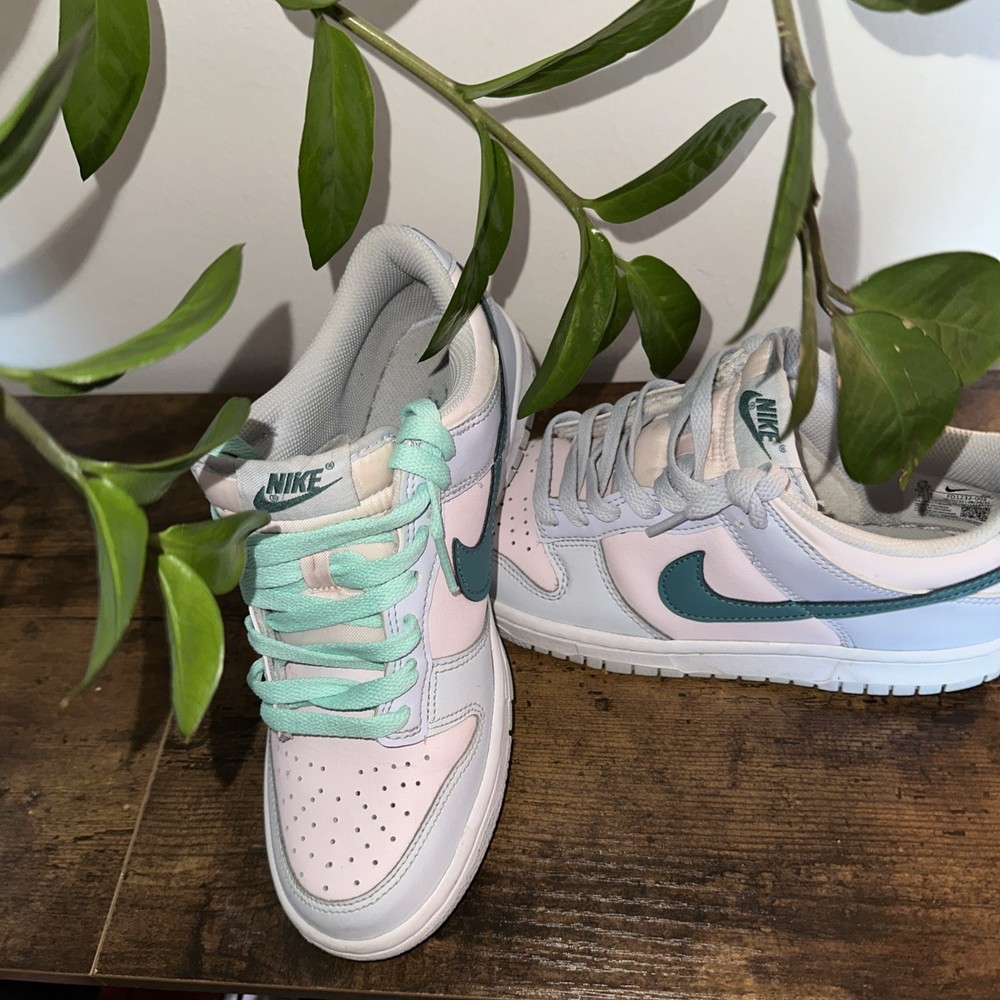 Nike Dunk Low Mineral Teal Grey Leather Shoes Size 5.5 Unisex Kids FD1232-002