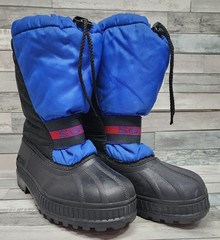 Sorel Kids Size 4 Snow Boots Blue Black Chariot Winter Insulated Nylon Rubber