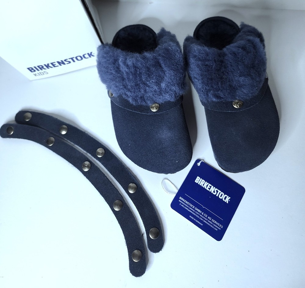 Birkenstock Kaprun Cuff Shearling Slipper Clog Kids EU 26 N/ US K 8.0 Navy