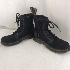 Dr. Martens Air Wair COMBS J Lace Up Side Zip Boots Black Canvas Size YOUTH 2.5