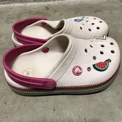 Crocs Classic Kids Clogs Sz J 1, multi color Rubber Ankle Strap Slip-On