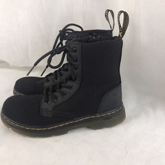 Dr. Martens Air Wair COMBS J Lace Up Side Zip Boots Black Canvas Size YOUTH 2.5
