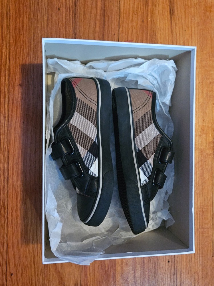 BURBERRY Markham Check Grip-Strap Sneaker N7022 Kids Size 31