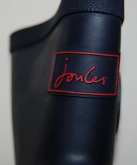 NIB Joules Kids Navy Blue w/ Red Stripe Junior Field Welly Rain Boots sz 11