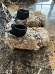 Disney Star Wars Slippers Chewbacca Brown Faux Fur KIDS Size Large 9-10 NEW!!
