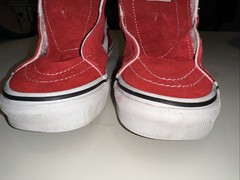 VANS Off the Wall High Top Sneakers Unisex Size M5.5 W7 Red Suede Lace Up 721356