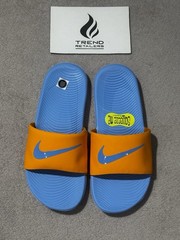 Nike Kawa GS PS Kids Slides Sandals Slippers Orange Peel Blue Size 5Y FJ8812-801