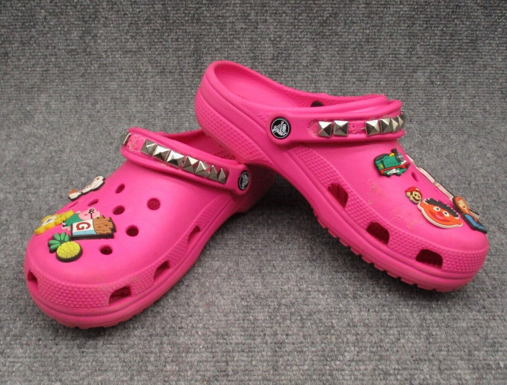 Crocs Classic Clogs Pink Junior 6 Comfort Rubber Shoe Waterproof Jibbetz Girls 6