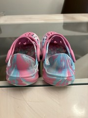 Kids Pink Blue White Marbled Clog Sandals Slip On Adjustable Heel Strap 11/12
