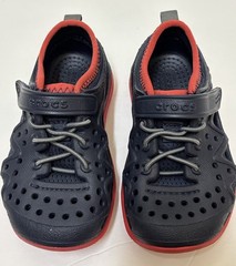 Crocs Iconic Comfort Swiftwater Play Shoes Navy Red Unisex Kids Size 8 EUC