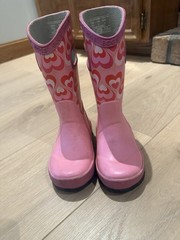 BOGS Kids Pink Heart Print Waterproof Pull-On Knee-High Rain Boots US 9