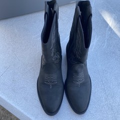 Deer Stags Ranch Boots Kids Size 2M Black Western Cowboy Faux Leather 22469