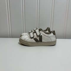 VEJA Esplar White Gray Leather Hook & Loop Low Top Kids Sneakers US 12.5