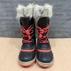 Sorel Boots Youth Size 2 Black Red Faux Fur Winter Snow Waterproof Insulated