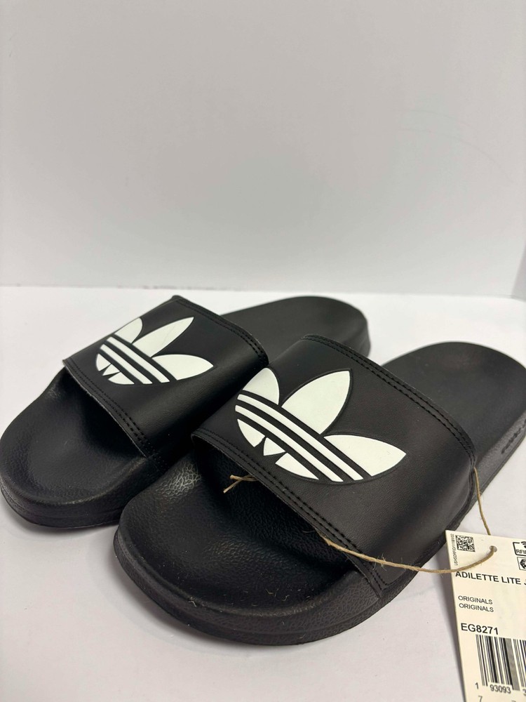 Adidas Adilette Lite J Slides Black White EG8271 Size 7 Youth Sandals NWT