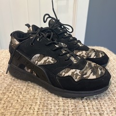 Heelys Skate Shoes For Kids Force Size Youth 6 Black/Green Camo *No Wheels*