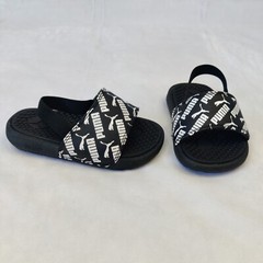 Puma Cool Cat Bold Slide Strap Sandals Kids Size 7C Black White Unisex Boy Girl