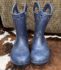 Crocs Kids Pull On Rain Boots Navy Blue 12803 US Size J3 (2776)