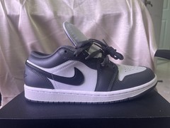 Jordan Air Jordan 1 Low GS Sneaker US 8.5Y White Black Grey Leather