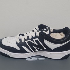 New Balance 480 Unisex Kids US 4 Black/White Leather Low Top Lace Up GSB480BW