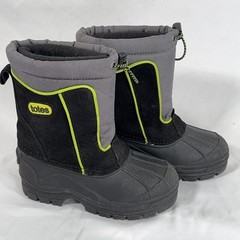 Totes Beaver Kids Snow Boots Size 1M Black Gray Lime Green Winter Waterproof