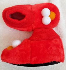 Sesame Street Elmo Kids Red Plush Pull On Slippers Size XL 9-10 F